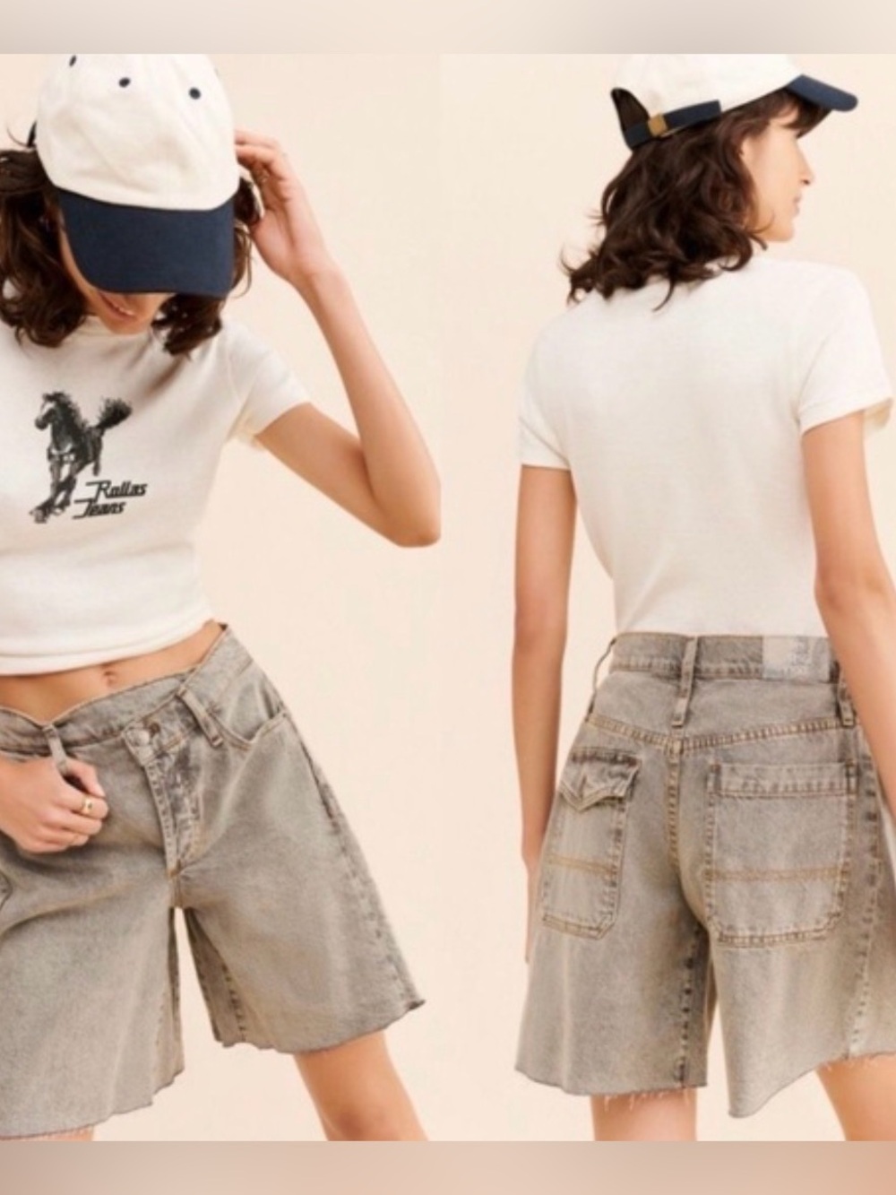 We The Free Boomerang High Rise long shorts Light black Frayed-Hem Denim Shorts